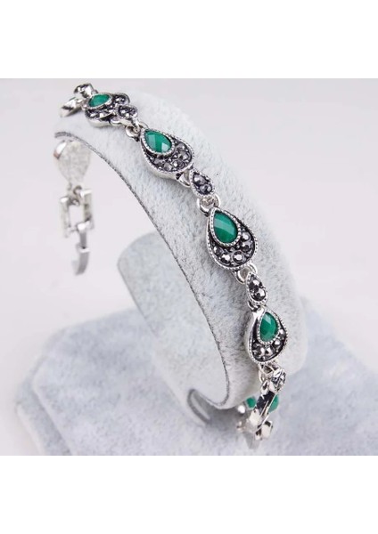 Kırmızı Kinel Son Bohemia Popüler Damla Şekli Renkli Reçine Kakma Rhinestones Kadınlar Için Bilezik (Yurt Dışından)