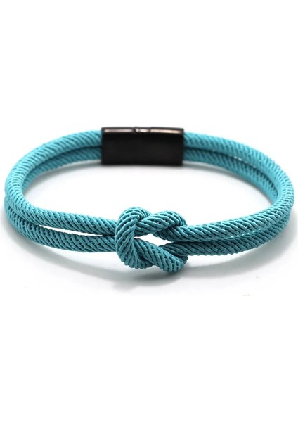 S 18,5 cm 7,3 Inç Stili Açık Mavi 100% Paslanmaz Çelik Bilezik Erkekler Kadınlar Için Çift Kırmızı Iplik Braclet Çin Düğüm Şanslı Braslet Erkek Arkadaşı Kız Arkadaşı Için Hediye (Yurt Dışından)