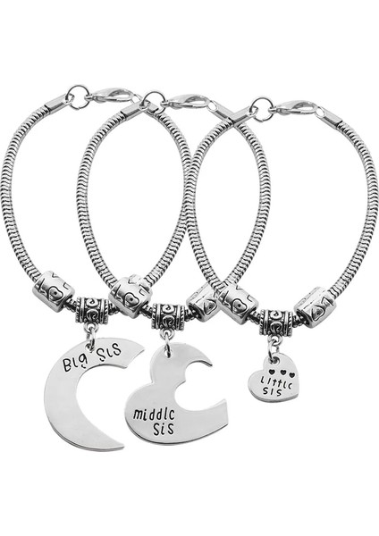 SL124-GÜMÜŞ Et Best Friends Kardeş Bilezik Ay Aşk Kalp Büyük Sis Orta Sis Küçük Sis Kadınlar Için Bilezikler Bff Takı Pulseras (Yurt Dışından) modelleri