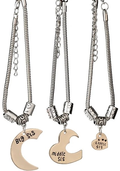 SL124-GÜMÜŞ Et Best Friends Kardeş Bilezik Ay Aşk Kalp Büyük Sis Orta Sis Küçük Sis Kadınlar Için Bilezikler Bff Takı Pulseras (Yurt Dışından) fırsatları
