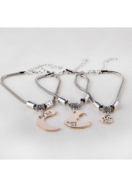 SL124-GÜMÜŞ Et Best Friends Kardeş Bilezik Ay Aşk Kalp Büyük Sis Orta Sis Küçük Sis Kadınlar Için Bilezikler Bff Takı Pulseras (Yurt Dışından) indirimleri