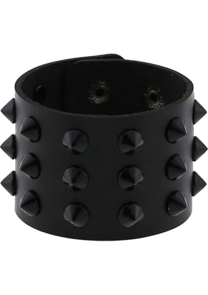 P137 Pembe 3 Satırlar Başak Perçinler Deri Bileklik Bilezik Bilezik Manşet Goth Takı Gotik Punk Bilezikler Kadın Erkek Emo Rock Kol Bantları (Yurt Dışından) modelleri