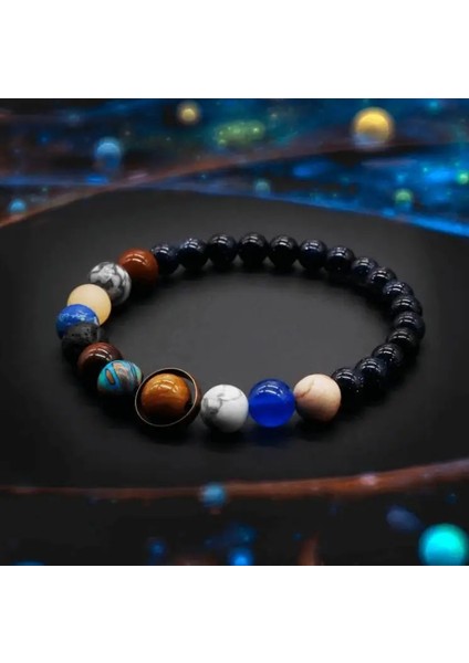 Güneş Sistemi Dıezı Erkekler Kadınlar 8mm Yoga 7 Çakra Boncuk Bilezik Budist Lotus Hayat Ağacı Strand Bilezikler Taş Takı (Yurt Dışından)
