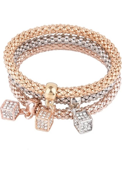 No.10 Boyutu Baykuş Kolye Mısır Zincir Bilezik Bilezik 3 Renk Seti Kristal Rhinestone Zirkon Elastik Patlamış Mısır Bilezik Bayanlar Charm Takı (Yurt Dışından)