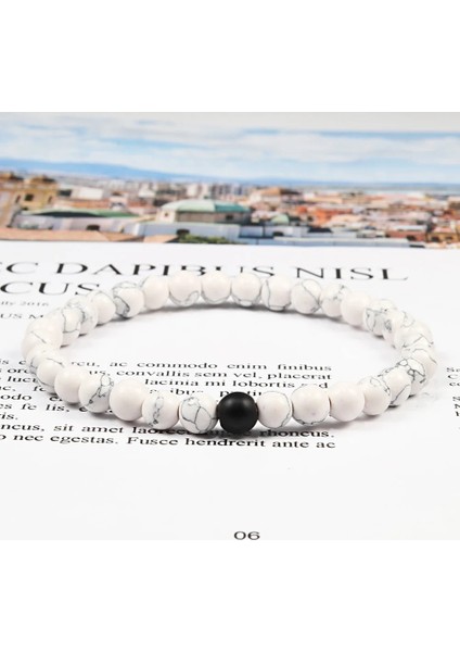 Siyah Mat Sıcak Trendy Erkekler Lava Taş Çiftler Mesafe Bilezikler Doğal Taş Beyaz Siyah Kadınlar Için Yin Yang Boncuklu Bilezik Arkadaş Pulseira (Yurt Dışından) indirimleri