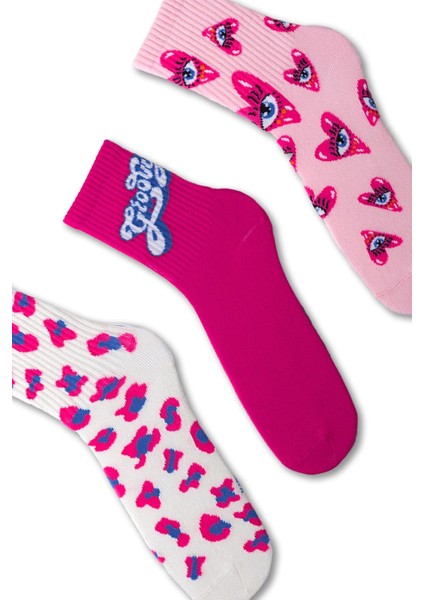 Kız Çocuk Kalp Desenli 3'lü Kutulu Soket Çorap fiyatları