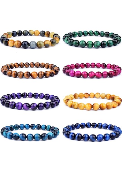 8mm Boncuk Stili Renkli Yüksek Li Renkli Kaplan Gözü Buda Bilezikler Kadınlar Için Doğal Taş Boncuk Şifa Bilezik Erkekler Moda Takı Hediye Pulsera (Yurt Dışından) fırsatları