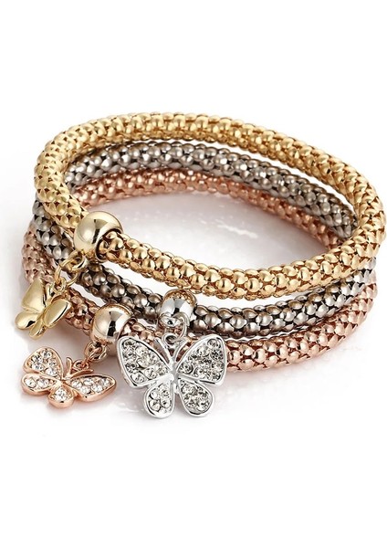 No.2 Boyutu Baykuş Kolye Mısır Zincir Bilezik Bilezik 3 Renk Seti Kristal Rhinestone Zirkon Elastik Patlamış Mısır Bilezik Bayanlar Charm Takı (Yurt Dışından)