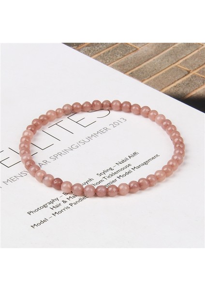 19CM Tarzı Kırmızı Picasso 4 mm Mookaite Pembe Kuvars Boncuk Bileklik Kadın Cilalı Kırmızı Jaspe Taş Bilezik Erkekler Streç Bileklik Reiki Çakra Enerji Pulsera (Yurt Dışından)