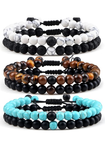 Lav-Beyaz Çift Clamm Için Ayarlanabilir Et Boncuk Bilezikler Doğal Siyah Beyaz Taş Örgülü Mesafe Bilezik Erkekler Kadınlar Takı (Yurt Dışından) fiyatları