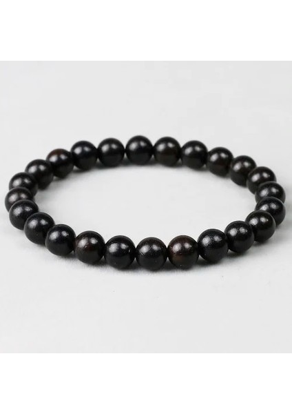 19CM Tarzı Abanoz Otantik Afrika Ahşap Bilezik Boncuk 8mm Ahşap Sandal Ağacı Namaz Bilezik Erkekler Kadınlar Takı Elastik Çizgi (Yurt Dışından)