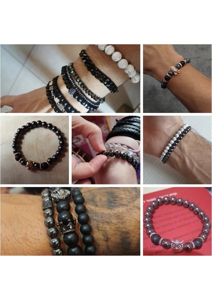 19CM Tarzı No.1 Boyutu Erkekler Bilezik Doğal Taş Hematit Lav Boncuk Bilezik Altın Gümüş Renk Leopar Kafa Inek Charm Bilezik Takı Kadın Erkek Için (Yurt Dışından) fırsatları