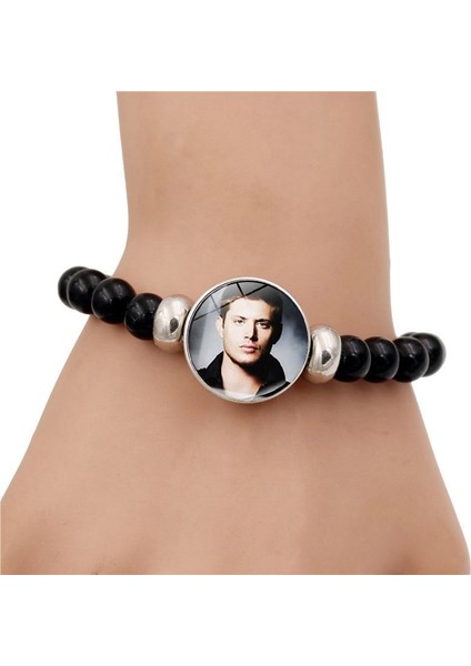Fotoğraf Özelleştirme Kadın Takı Siyah Boncuklu Bilezik Supernatural Cam Yapış Düğmeler Erkekler Için Elastik Bilezikler Dean Winchester Geeky Hediyeler (Yurt Dışından) fırsatları