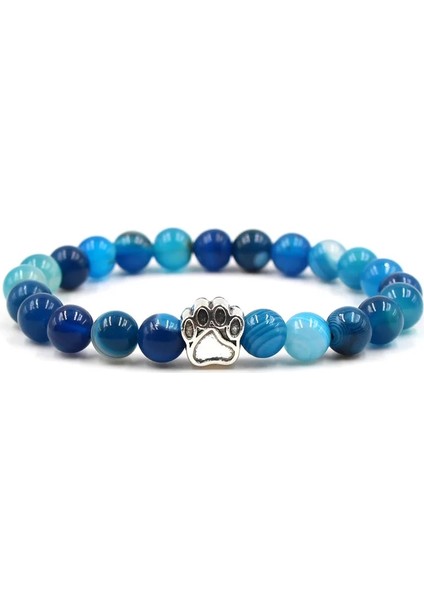 19CM Tarzı P 7 Renk 8mm Renkli Doğal Taş Boncuk Bileklik Köpek Kedi Ayak Izi Pençe Charms Bilezik Pet Lover Strench Takı ve Ateş (Yurt Dışından) modelleri