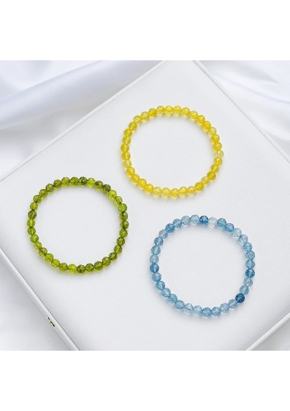 19CM Tarzı Peridot 6 mm Doğal Taş Peridot Sitrin Topaz Boncuk Bilezik Kadınlar Için El Takı Parti Düğün Lüks Hediye Seti Bileklik (Yurt Dışından) modelleri