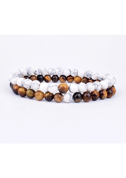 8mm Boncuk Stili No.3 Boyutu Çiftler Mesafe Bilezik Kaplan Gözü Doğal Çakra Lava Taş Boncuklu Yoga Erkekler Kadınlar Için Bilezikler Elastik Halat Takı (Yurt Dışından)