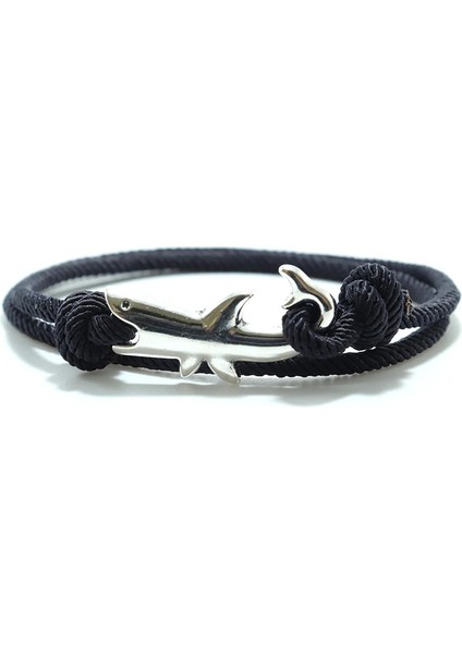Siyah Moda Ayarlanabilir Milan Iplik Bilezik Erkek Boyfriend Için Sevimli Köpekbalığı Braslet Çift Katmanlı Siyah Kırmızı Braclet Plaj Aksesuarları (Yurt Dışından)