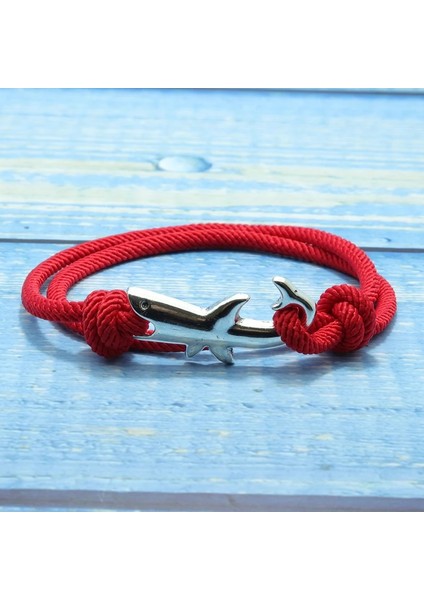 Siyah Moda Ayarlanabilir Milan Iplik Bilezik Erkek Boyfriend Için Sevimli Köpekbalığı Braslet Çift Katmanlı Siyah Kırmızı Braclet Plaj Aksesuarları (Yurt Dışından) modelleri