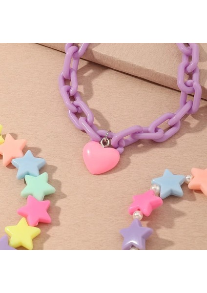 Bir Takım Ute Harajuku Yıldız Kalp Akrilik Bilezikler Çocuklar Için Setler Tatlı Bilezik Gökkuşağı Renk Takı Renkli Güzel En Iyi Hediye (Yurt Dışından) modelleri
