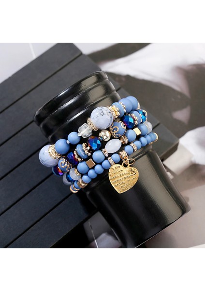 HXB2160-3 Kalp Aşk Bilezikler Kadınlar Boncuklu Bilezik Charm Kız Moda Takı Zincir Kanat Pulseras Bilezik Femme Sevgililer Günü Hediyesi (Yurt Dışından)