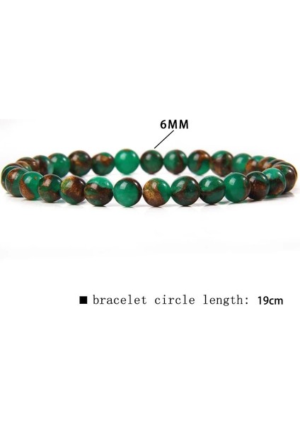 17CM Tarzı 5.yaldıztaşı 6 mm Yeşil Bilezikler Doğal Taş Kedi Gözü Jaspers Akik Bilezik Kadın Erkek Meditasyon Takı Streç Elastik Halat Bilezik (Yurt Dışından)
