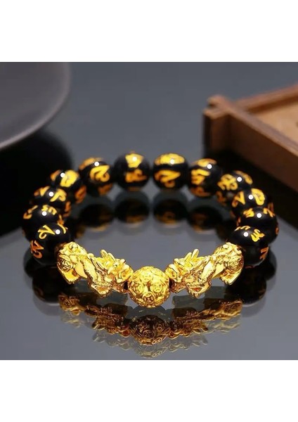 No.3 Boyutu Cesur Birlikler Boncuk Pıxıu Kadın Erkek Için Bilezik Obsidyen Taş Boncuk Bilezik Şanslı Cesur Servet Getirin Feng Shui Bilezikler Hediye (Yurt Dışından)