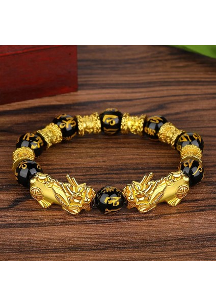 Gümüş Kaplı Pıxıu Boncuk Cesur Birlikler Bilezikler Wowen Erkekler Obsidyen Altı Kelimeli Boncuk Bilezik Şanslı Cesur Sağlık Servet Getirin Feng Shui Bilezik (Yurt Dışından) fırsatları