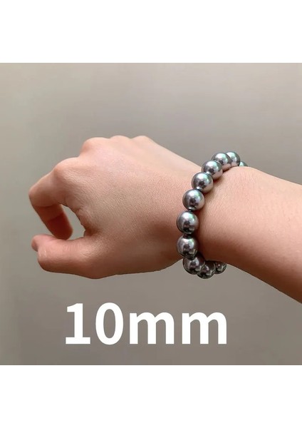21CM Tarzı 10 mm Shenss Li Kabuk Inci Bileklik Lastikli Çeşitli Ebatlarda Kadın Bileklik Gri Renk (Yurt Dışından)