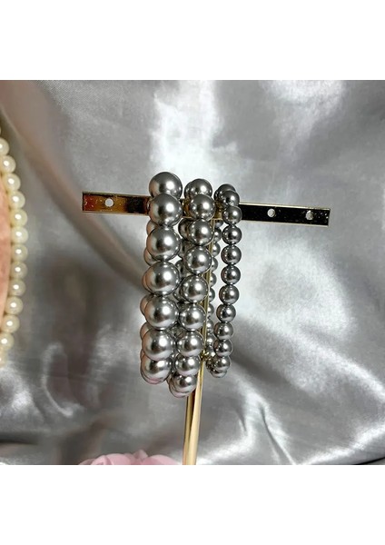 21CM Tarzı 10 mm Shenss Li Kabuk Inci Bileklik Lastikli Çeşitli Ebatlarda Kadın Bileklik Gri Renk (Yurt Dışından) modelleri