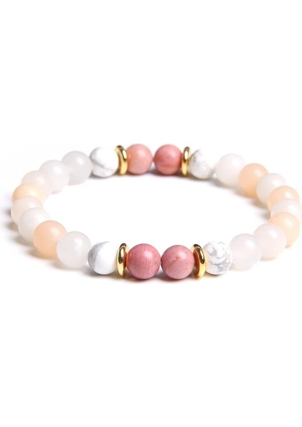 23CM Tarzı 1 Aventurin Kadınlar Için Doğal Siyah Pembe Beyaz Ham Taş Boncuk Boncuklu Bilezik Kadın Hediyeler Takı Doğal Rhodonite Rhodochrosite Bilezik (Yurt Dışından)