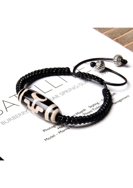 No.9 Boyutu Erkekler Kadınlar Bilezikler Vintage Dzi Agat Bileklik Budizm Siyah Beyaz Tibet Agat Charm Pulsera Femme El Yapımı Enerji Takı (Yurt Dışından) fiyatları
