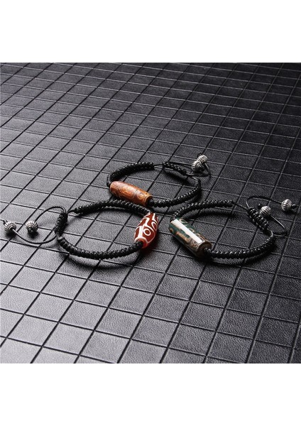 No.9 Boyutu Erkekler Kadınlar Bilezikler Vintage Dzi Agat Bileklik Budizm Siyah Beyaz Tibet Agat Charm Pulsera Femme El Yapımı Enerji Takı (Yurt Dışından) indirimleri