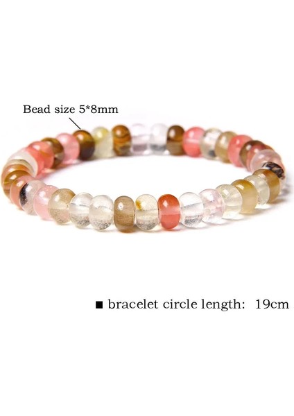 21CM Tarzı 8. Karpuzu Karıştırın Agates Kuvars Bilezikler Wome Erkekler Için Kristal Aventurin Doğal Taş Taş Boncuklu Bilezik Tekerlek Şekli Benzersiz Stil Reiki Takı (Yurt Dışından)
