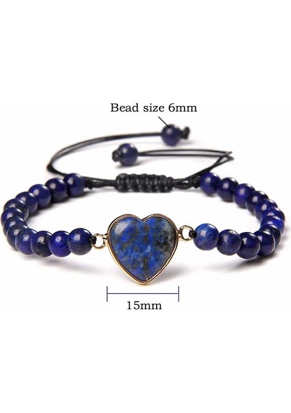 Ayarlanabilir Stil No.7 Imparatorluk Vintage Kalp Charm Lapis Lazuli Kuvars Boncuklu Örgülü Kadınlar Için Bilezik Çift Arkadaş Moda Siyah Halat Bilezik Hediye Takı (Yurt Dışından)