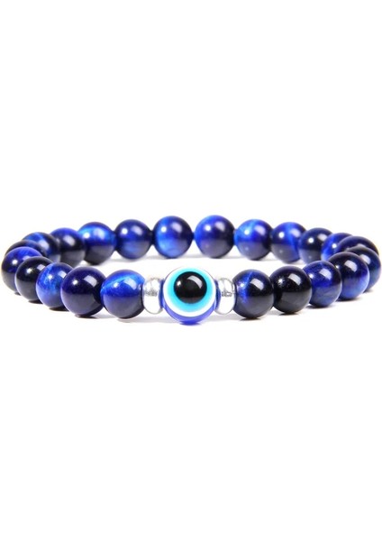 21CM Tarzı Pembe Aventurin Nazar Bilezik Doğal Taş Mavi Şeytan Gözü Charm Bilezikler Kadın Erkek Trendy Türk Şanslı Etnik Gotik Takı Pulsera (Yurt Dışından)