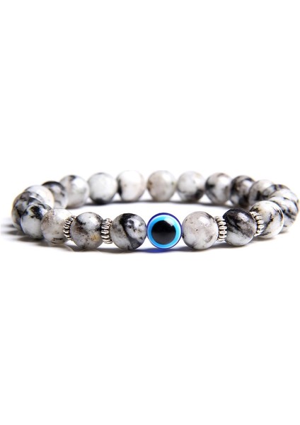 21CM Tarzı Pembe Aventurin Nazar Bilezik Doğal Taş Mavi Şeytan Gözü Charm Bilezikler Kadın Erkek Trendy Türk Şanslı Etnik Gotik Takı Pulsera (Yurt Dışından)