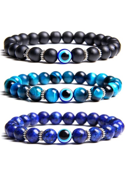 21CM Tarzı Pembe Aventurin Nazar Bilezik Doğal Taş Mavi Şeytan Gözü Charm Bilezikler Kadın Erkek Trendy Türk Şanslı Etnik Gotik Takı Pulsera (Yurt Dışından)