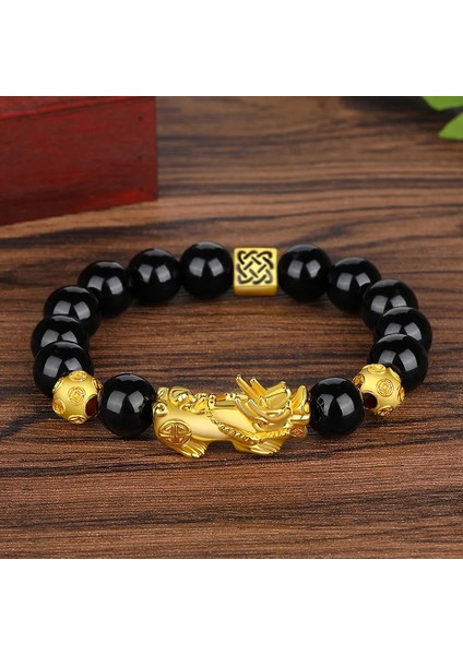 Açık Sarı Renk Pıxıu Boncuk Cesur Birlikler Bilezikler Wowen Erkekler Obsidyen Altı Kelimeli Boncuk Bilezik Şanslı Cesur Sağlık Servet Getirin Feng Shui Bilezik (Yurt Dışından)