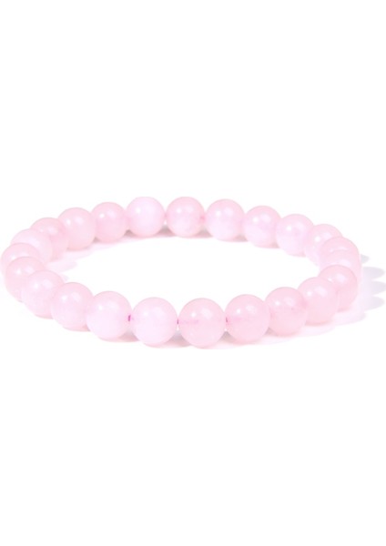 21CM Tarzı Gül Pembe Kuvars Gerçek Doğal Taş Bilezikler Kadın Erkek 100% Kuvars 8 mm Boncuk Streç Bilezik Çakra Yoga Şifa Reiki Takı (Yurt Dışından)