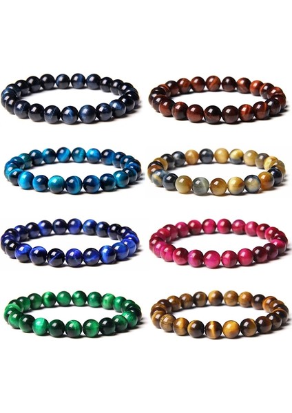 23CM Tarzı Rüya Renkli Doğal Kaplan Gözü Taş Boncuk Bilezik 8mm Yuvarlak Taş Taş Boncuklu Enerji Bilezik Buda Takı Kadın Erkek Pulseras Için (Yurt Dışından) fiyatları