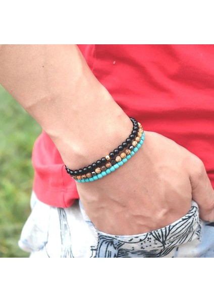 B'yi Ayarla Noter Et Erkek Kafatası Bilezik 4mm Küçük Boncuk Braslet Hombre Aksesuarları Için Doğal Obsidyen Hematit Taş Brazalete Adam (Yurt Dışından)