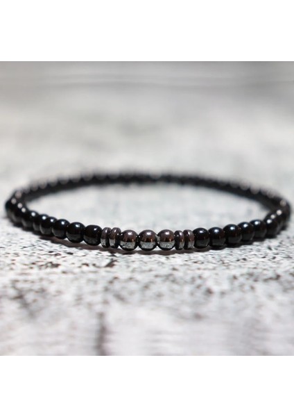B'yi Ayarla Noter Et Erkek Kafatası Bilezik 4mm Küçük Boncuk Braslet Hombre Aksesuarları Için Doğal Obsidyen Hematit Taş Brazalete Adam (Yurt Dışından) modelleri