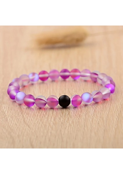 E2 Çiftler Mesafe Bilezikler Kadın Meurple Aytaşı Siyah Doğal Taş Boncuk Yoga Bilezikler Moda Takı Aksesuarları (Yurt Dışından)