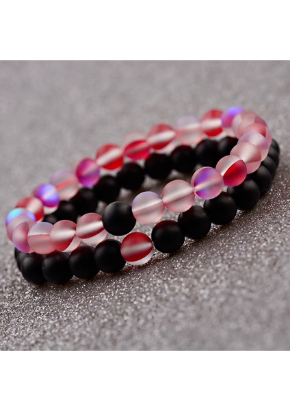 E2 Çiftler Mesafe Bilezikler Kadın Meurple Aytaşı Siyah Doğal Taş Boncuk Yoga Bilezikler Moda Takı Aksesuarları (Yurt Dışından) fırsatları