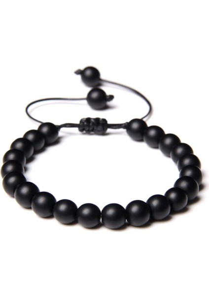 Mat Oniks El Yapımı Örgülü Bilezik Erkek Kadın Çakra Doğal Lapis Lazuli Kaplan Gözü Taş Boncuk Bilezik Ayarlanabilir Yoga Enerji Takı (Yurt Dışından)