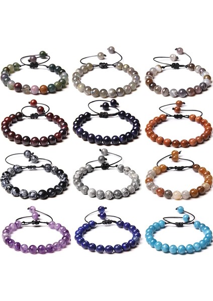 Mat Oniks El Yapımı Örgülü Bilezik Erkek Kadın Çakra Doğal Lapis Lazuli Kaplan Gözü Taş Boncuk Bilezik Ayarlanabilir Yoga Enerji Takı (Yurt Dışından) fiyatları