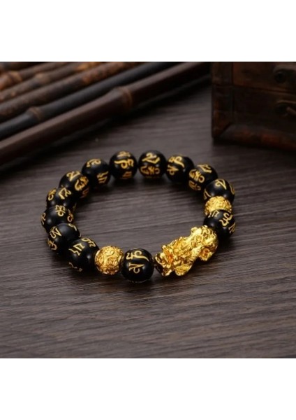 No.5 Boyutu Cesur Birlikler Boncuk Pıxıu Kadın Erkek Için Bilezik Obsidyen Taş Boncuk Bilezik Şanslı Cesur Servet Getirin Feng Shui Bilezikler Hediye (Yurt Dışından) fırsatları