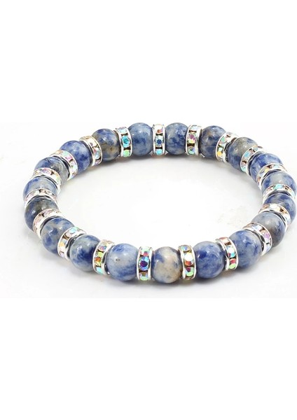 Gümüş Elmas Charm Mesafe Bilezikler Kristal Rhinestone Daire Retro Doğal Taş Mavi Boncuk Bilezik Kadın Erkek Yoga Takı Hediyeler Için (Yurt Dışından) fiyatları