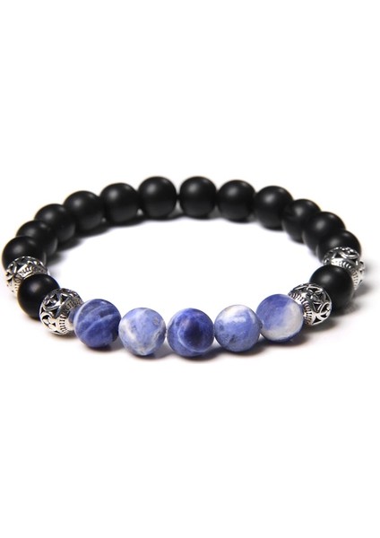 19CM Tarzı Sentetik Howlite Garnet Doğal Taş Bilezikler Kadın Erkek Mat Siyah Oniks Kaplan Gözü Kuvars Rutilated Turkuaz Buda Charm Bileklik Takı (Yurt Dışından)
