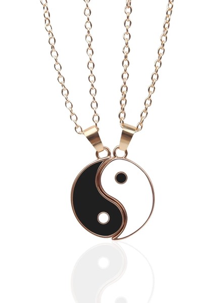 Altın El Yapımı Ta Yin Yang Çift Bilezikler Alaşım Kolye Ayarlanabilir Örgü Zincir Eşleşen Lover Bilezikler Kolye Dostluk (Yurt Dışından)